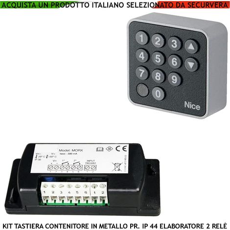Tastiera Elettronica Digitale Esterna Metallo Antivandalo IP54 Illuminata Centralina Remota Gestisce 255 Codici Uscita 2 Relè Collegamento Bluebus NICE Alimentazione 24 V Apertura Sicura Automazione (1/2)
