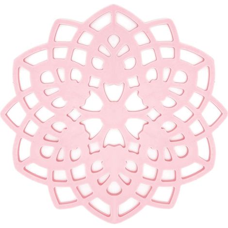 Dessous De Plat en Silicone,Tapis De Dessous De Plat,Tapis De Table en Silicone,Tapis Résistants à la Chaleur,Tapis De Table Rose Coussin D'isolation Thermique Creux Tasse Bol Porte Pot Set (1/5)