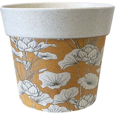 Cache pot en bambou orange et beige 15.5 cm (1/2)