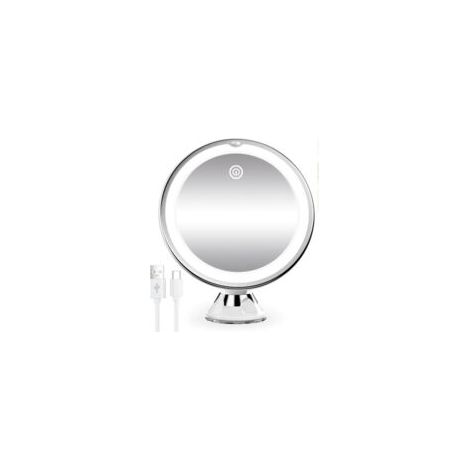 Miroir de Maquillage LED Grossissant x10 avec Ventouse - EINNENFFER - Éclairage Réglable à 360°, Rechargeable USB, Léger et Portable pour un Maquillage Parfait à Domicile ou en Voyage