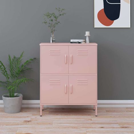 Armoire de rangement-Meuble de stockage Rose 80x35x101,5 cm Acier 215298 (1/5)