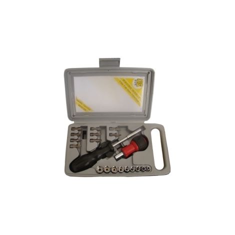 Set cacciaviti/giraviti porta utensili e cricchetto reversibile con inserti 20 pezzi