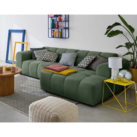 Ray - 4-sitzer ecksofa rechts - aus strukturiertem stoff - grün