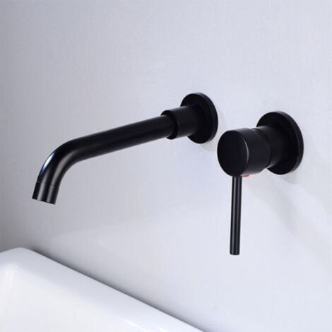 Wall-mounted bathroom faucet, brass wall-mounted basin faucet, single-handle sink faucet, basin faucets, 360-degree swivel spout (1/5)