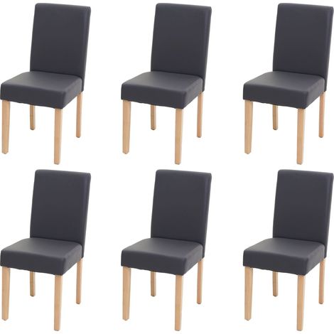 [NUNCA USADO] Lote de 6 sillas de comedor Silla de cocina Littau, polipiel, gris mate, patas claras