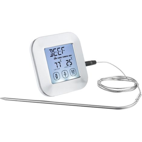 LIFCAUSAL Thermomètre Numérique à Viande Tactile Sonde Intelligente avec Écran LCD Rétroéclairé, Minuterie Compte à Rebours et Alarme Magnétique (1/5)