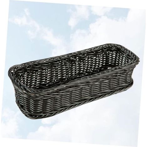 Cestino portaposate intrecciato in finta rattan, organizer per utensili con fori di drenaggio per cassetto della cucina. (1/3)