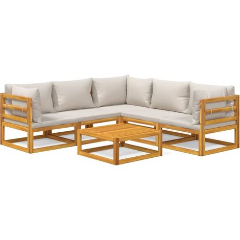 Maison Exclusive - Set Salotto Giardino 6pz Cuscini Grigio Chiaro Legno Massello