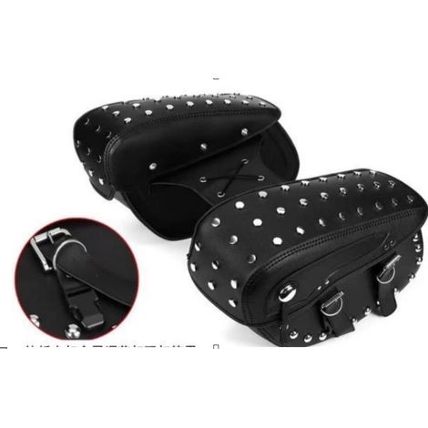 Borse laterali per moto, bauletto, borse in pelle, set, Harley, Honda, Suzuki, Kawasaki (1/5)