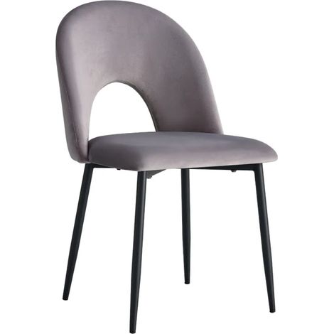 Lot de 4 chaises TEDDY métal noir velours - Anthracite (1/5)