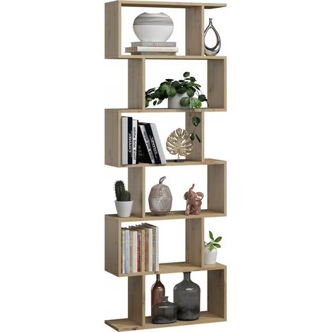 Table de chevet - Bibliothèque ouverte 4 étagères - Panneau stratifié résistant aux rayures et à l'humidité - 182x40x35 cm (1/2)