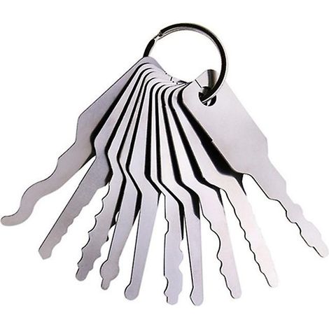 10-teiliges Set mit Jiggler-Schlüsseln für Autoschlösser etc., Edelstahl, zum Öffnen und Reparieren von Schlössern