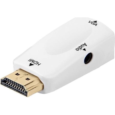 Adaptateur HDMI mâle vers VGA femelle 1080p avec sortie audio N3 Blanc (1/5)
