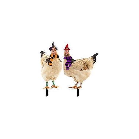 Set di 2 paletti da giardino a forma di pollo, decorazione da giardino di Halloween, paletto da terra - Crezuo
