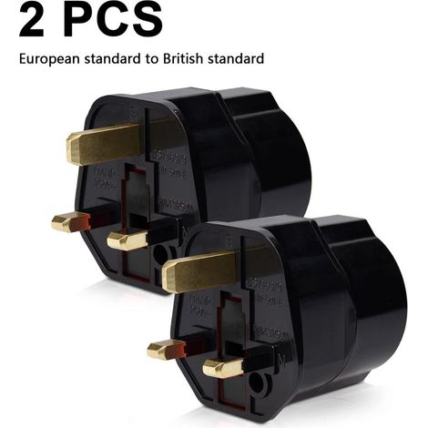 Adaptateur De Prise Eu Vers Uk - Adaptateur Voyage Type G Pour Prises Britanniques - Pour Rasoirs Chargeurs Et Appareils Électriques - 2 Pièces (1/5)