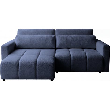 MAIA - Canapé amovible convertible tissu texturé 3 places Bleu (1/5)