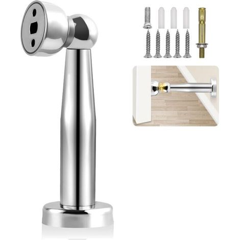 Fermaporta magnetico cromato FOREHILL in acciaio inox - Altezza 18,5 cm - Fermaporta resistente - Confezione da 1