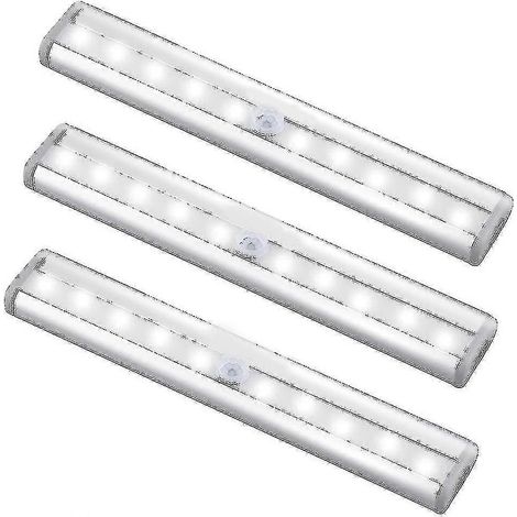 Lot de 3 lampes LED rechargeables USB améliorées avec détecteur de mouvement magnétique et 10 LED (1/4)