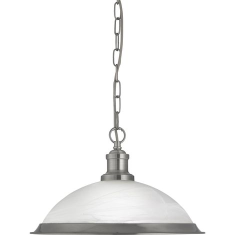 Searchlight Bistro - Luminaire suspendu à 1 ampoule dôme argent satiné, verre acide, E27 (1/5)