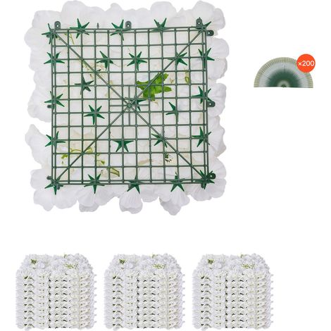 3D-Blumenwandpaneel, 24-teilig (15 x 15 cm), künstliche Blumennetz-Hintergrundwand, einfache Montage, für Hochzeiten, Valentinstag, Heim- und Partydekoration, Weiß (1/5)
