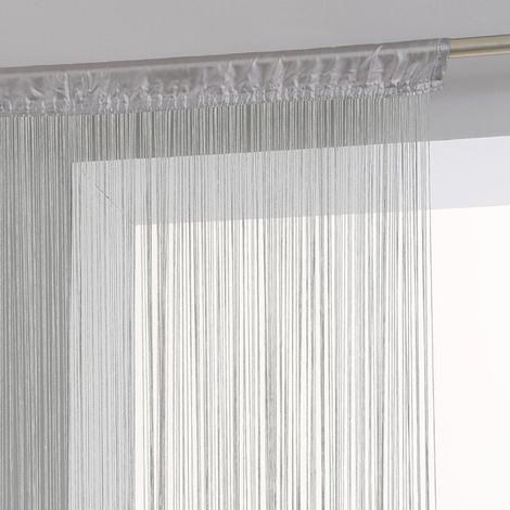 Atmosphera – Rideau de porte fil 90 x 200 cm – 100% polyester – Lavable en machine à 30° – Passage de tringle tissé – Couleur gris