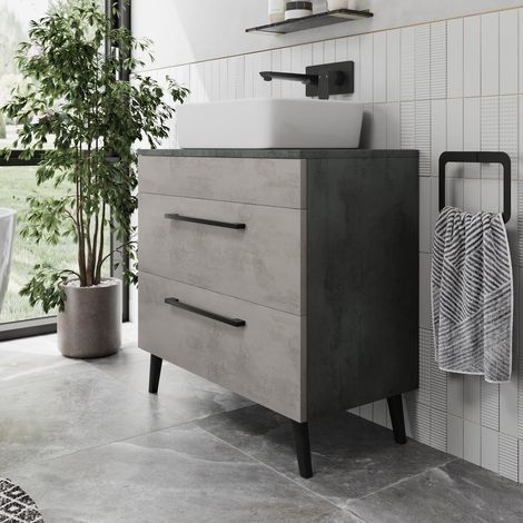 Bathroom Vanity Unit Basin Sink Cabinet Storage Soft Close Drawer Grey 800mm (1/5)