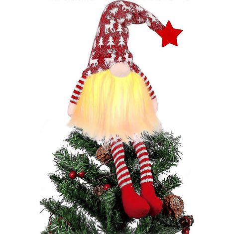 Décoration de sapin de Noël lumineuse avec gnome, décoration de sapin de Noël lumineuse de 61 cm (24 pouces) (1/5)