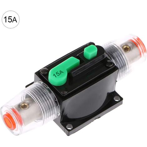 Porte-fusible de Disjoncteur,   DC 12V/24V Étanche Protection de Voiture Audio en Ligne Porte-fusible de Réinitialisation du Disjoncteur pour Système de Protection 15A
