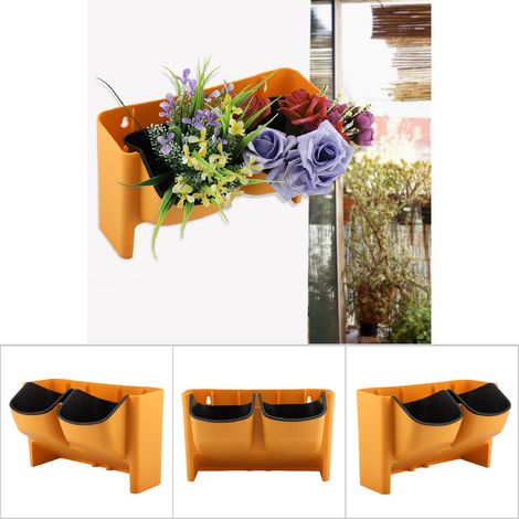 Maceta vertical apilable con 2 compartimentos para plantas suculentas, para colgar en la pared (amarilla)