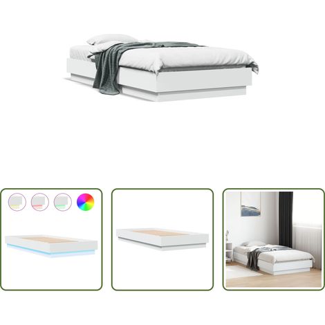 Cadre de lit blanc -  Cadre de lit sans matelas avec lumières LED blanc 75x190 cm (1/5)