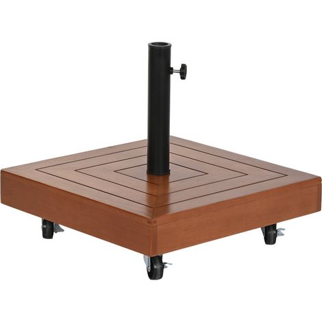 Pied de parasol en eucalyptus et granit – Dimensions 48 x 48 x 39 cm – Poids 40 kg pour résistance au vent et intempéries – Dkd Home Decor (1/6)