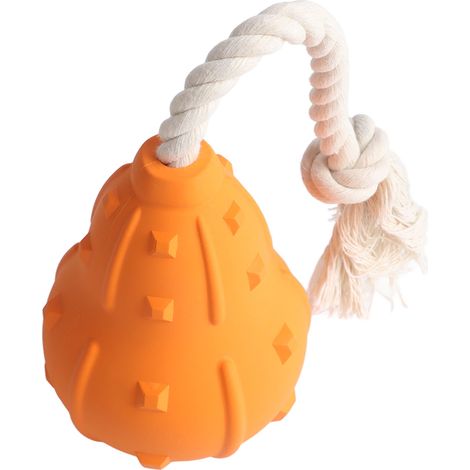 Jouet à mâcher citrouille pour animaux de compagnie, jouet à mordiller en caoutchouc durable et multifonctionnel, jouet de dentition interactif pour chiens et chats (1/5)