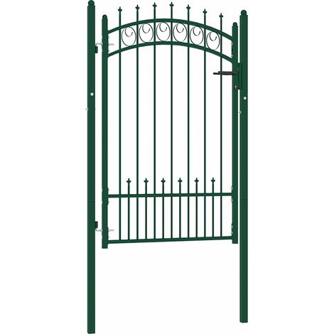 Portail de Clôture Porte Portillon Portail de jardin avec pointes Acier 100x150 cm Vert 40334 (1/4)