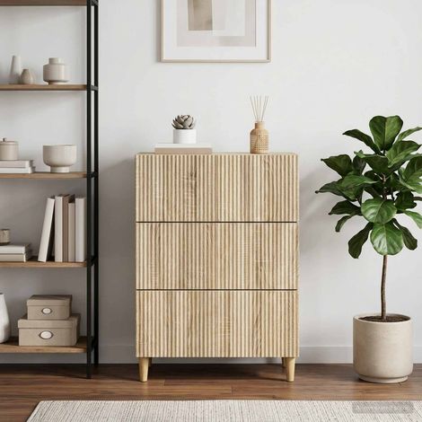 Commode à 3 tiroirs en bois d’ingénierie, chêne sonoma, 66 x 34,5 x 90 cm - PANGIVO (1/5)