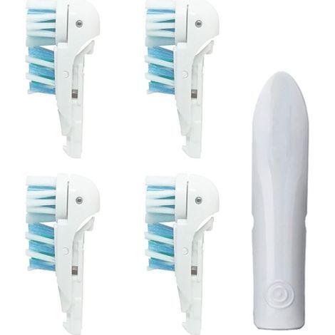 Têtes de brosse à dents de rechange Sensitive compatibles avec Oral-B Cross Action Power 3733 et 4732. tête rotative et poils croisés (blanches) (1/4)