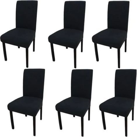 Housse de chaise - Noname - Lot de 6 - Extensible - Lavable - Moderne - Noir (1/4)