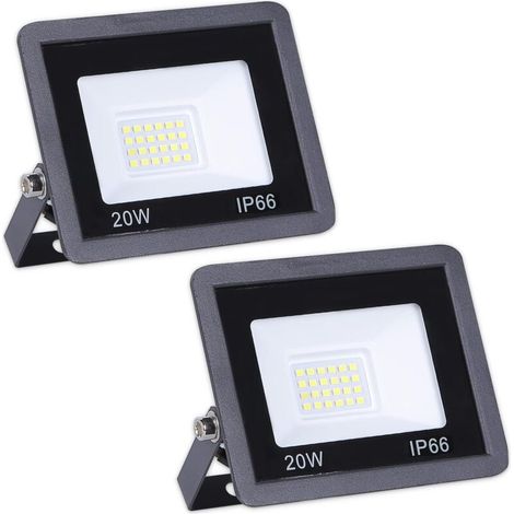 2 pcs Outdoor LED Floodlight, 100-265 Volt, Aluminum Housing LED Floodlight, Waterproof Outdoor Floodlight, High Brightness Sign Floodlight, Wide Voltage, Linear Projection, 20W (1/5)