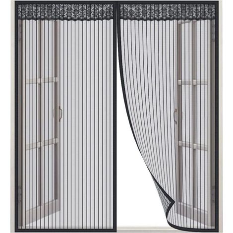 VURAHOME - 1pcs Moustiquaire Fenêtre Magnétique Moustiquaire Porte Fenetre Rideau Moustiquaire Aimantée Fenetre, Fermeture Automatique et Détachables, Punaises et Autocollant Inclus (130x210CM, Noir) (1/4)