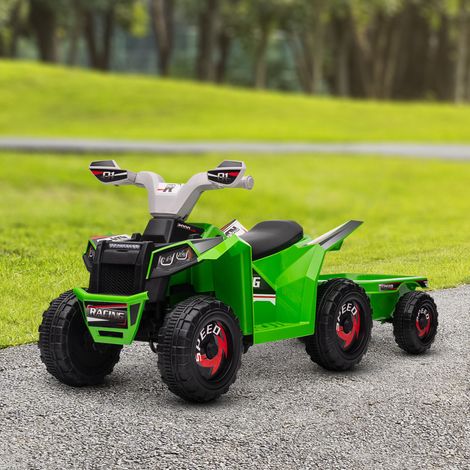 Elektrisches Quad für Kinder mit Anhänger, elektrisches ATV für Kinder von 18–36 Monaten, 106 x 41,5 x 48,5 cm, Grün