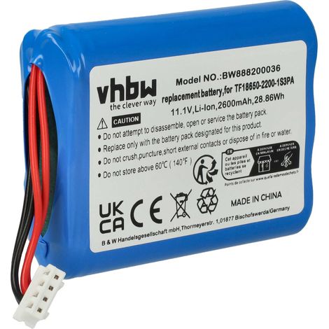 vhbw Batería compatible con Marshall Stockwell altavoces, cajas acústicas (2600 mAh, 11,1 V, Li-Ion)