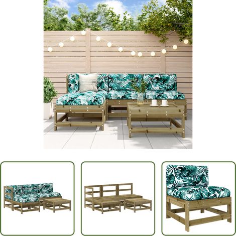 Holzsofa - 5-tlg. Garten-Lounge-Set mit Kissen Imprägniertes Kiefernholz (1/5)