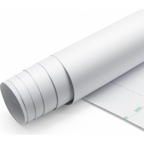 61cm x 500cm Papier Peint Auto-Adhésif PVC Blanc Mat épaisse Papier Adhésif pour Meuble de Cuisine Stickers Étanche Décor Table Porte Carreaux Cuisine (1/5)