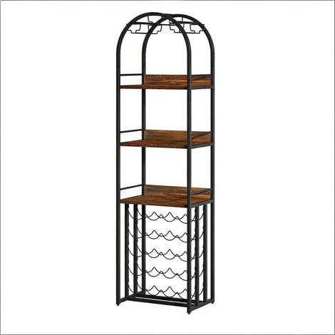 Support de rangement à vin autoportant, présentoir vintage en métal, étagère à bouteilles spacieuse (lot de 1, sans accessoires) (1/5)