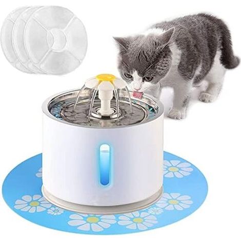 Katzenbrunnen mit Bewegungssensor für Haustierbrunnen, 2,4 l Hunde- und Katzenbrunnen mit Wasserstandsfenster und LED-Licht für Wassermangelwarnung (1/4)