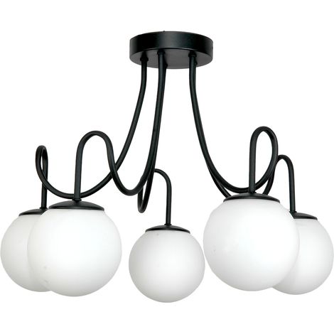 Schwarze Hängeleuchte mit weißem Glasschirm 15-280 TED