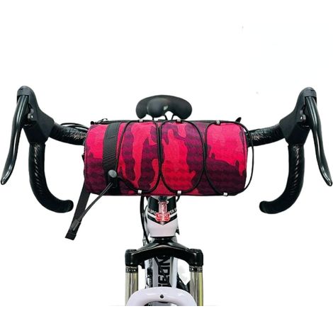 Borsa da manubrio anteriore di grande capacità, impermeabile, bici da strada MTB, misura universale, con cinghie regolabili (Rosso) (1/5)