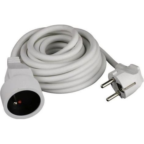 Rallonge Électrique - 3 M - 3x1 5mm² - 16 A - Blanc - Norme NF (1/4)