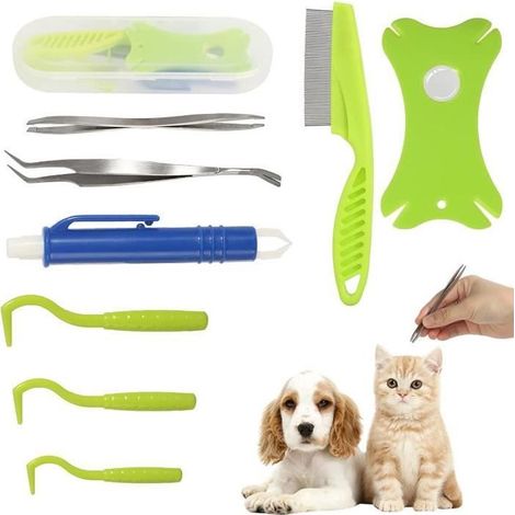 8-in-1 Zeckenentferner mit Etui, Zeckenentferner für Menschen und Hunde, Zeckenkarte, komplettes Zeckenentfernungsset (1/5)