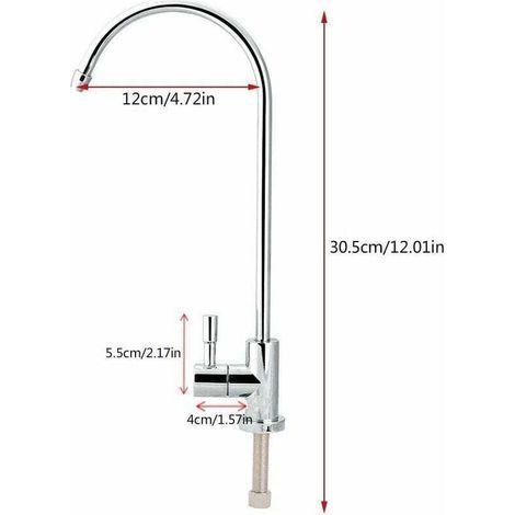 Robinet d'Évier de Cuisine 1/4'' Tactile pour Osmose Inverse - Cou d'Oie avec Filtre d'Eau Potable et Connexion Rapide,FOREHILL (1/4)