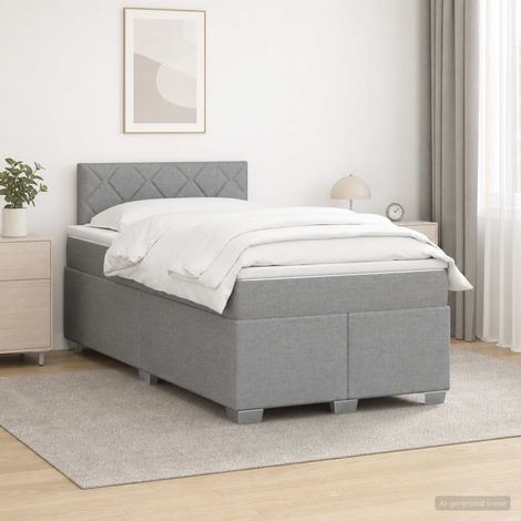 vidaXL Cama box spring con colchón Gris Claro 120 x 190 cm Tela (1/5)